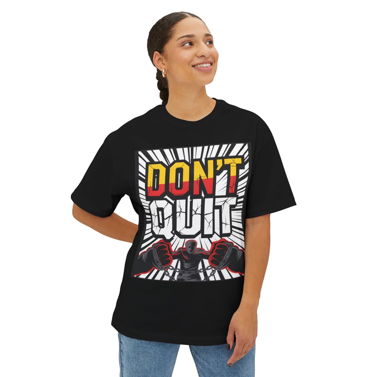 Motivational Oversized Tee - Don't Quit Graphic