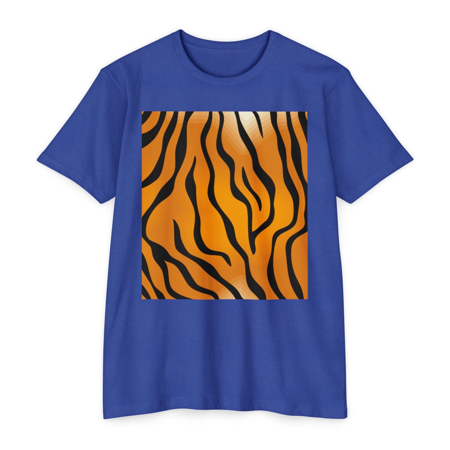 Unisex Tiger Stripe CVC Jersey T-Shirt - Bold Wild Pattern for Casual Wear