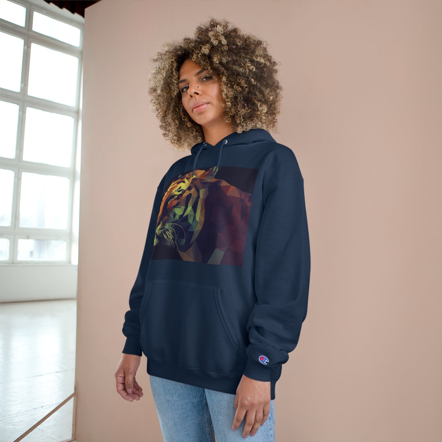 Champion Hoodie with Abstract Tiger Design - Perfect for Animal Lovers