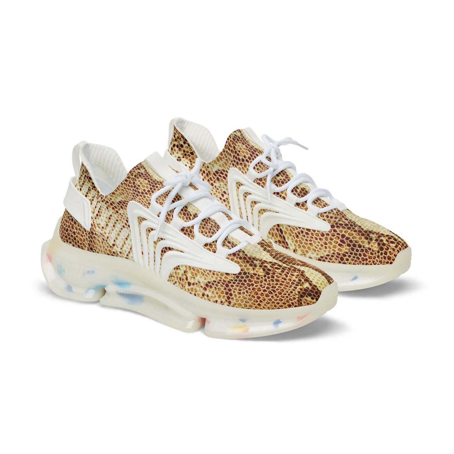 Stylish Men's Mesh Sneakers - Trendy Snake Print Athletic Shoes