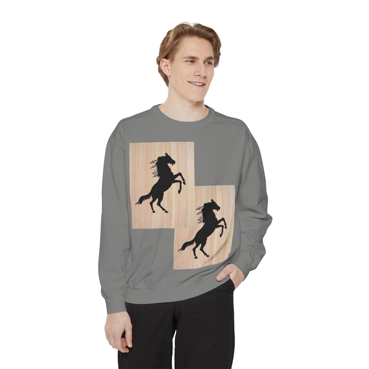 Equestrian Spirit Unisex Garment-Dyed Sweatshirt - Bold Horse Design