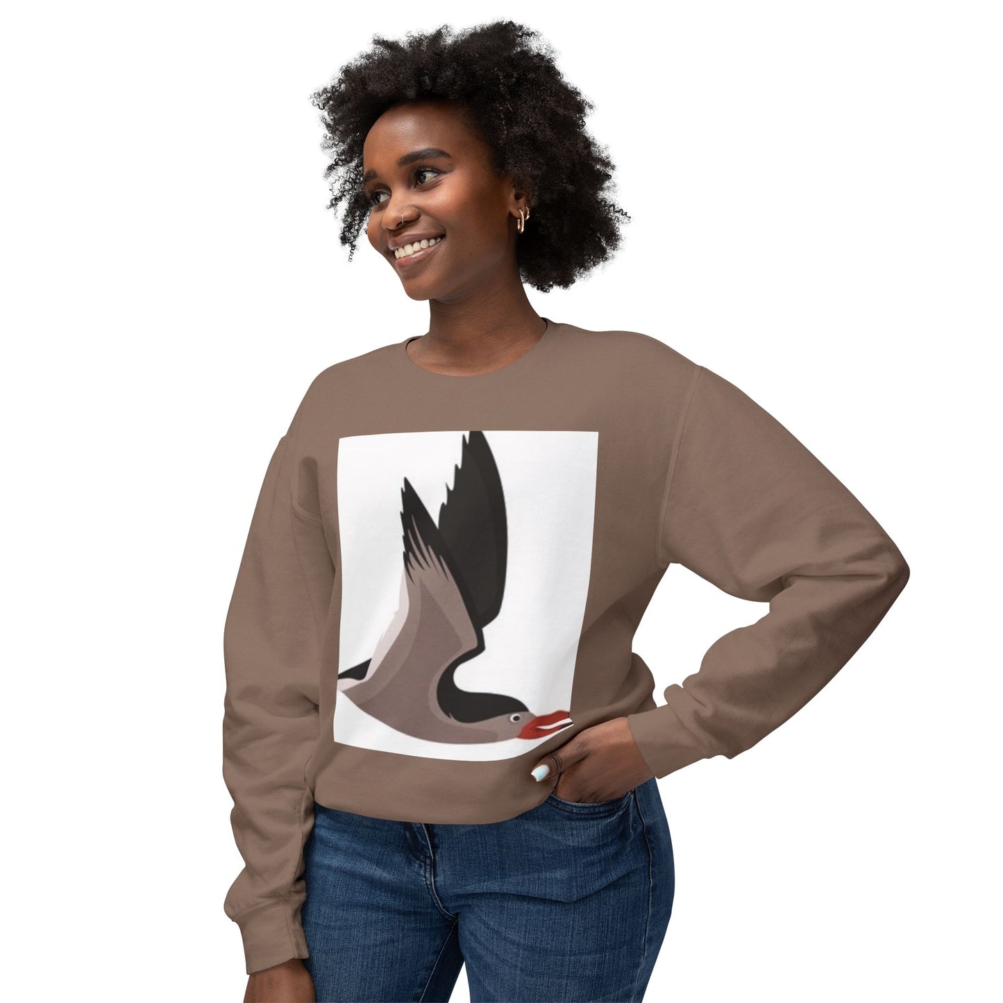Unisex Sweater with Bird Graphic - Lightweight Crewneck Sweatshirt for Nature Lovers