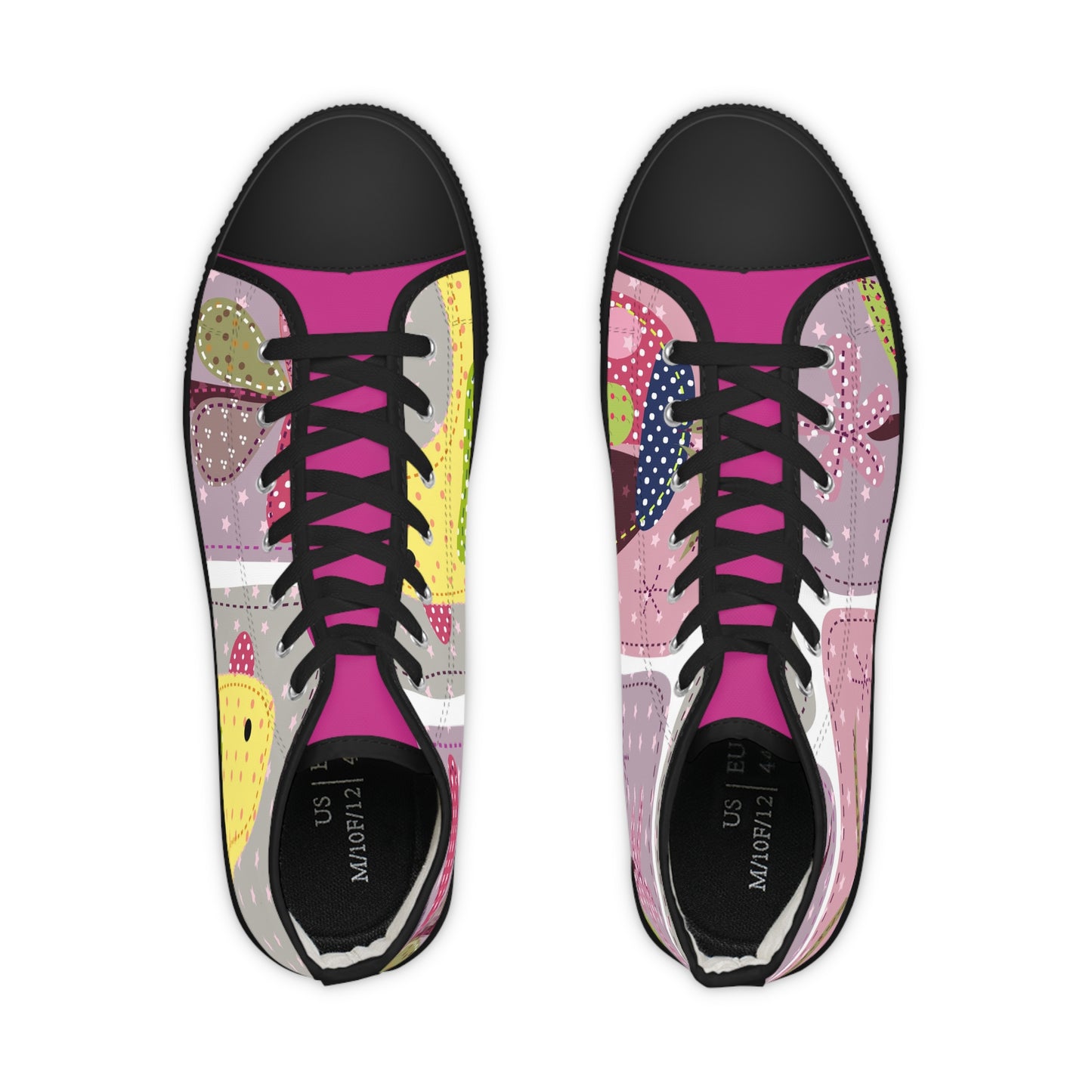 Men's High Top Sneakers - Vibrant Pink Fish Design
