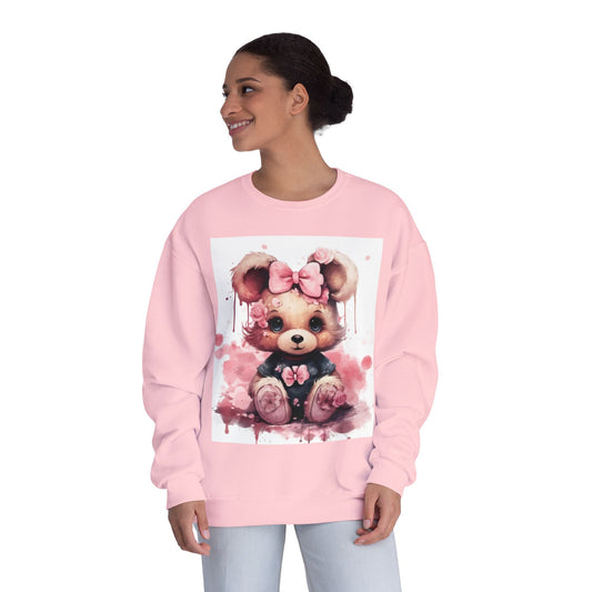Cute Floral Bear Crewneck Sweatshirt - Cozy Unisex Apparel