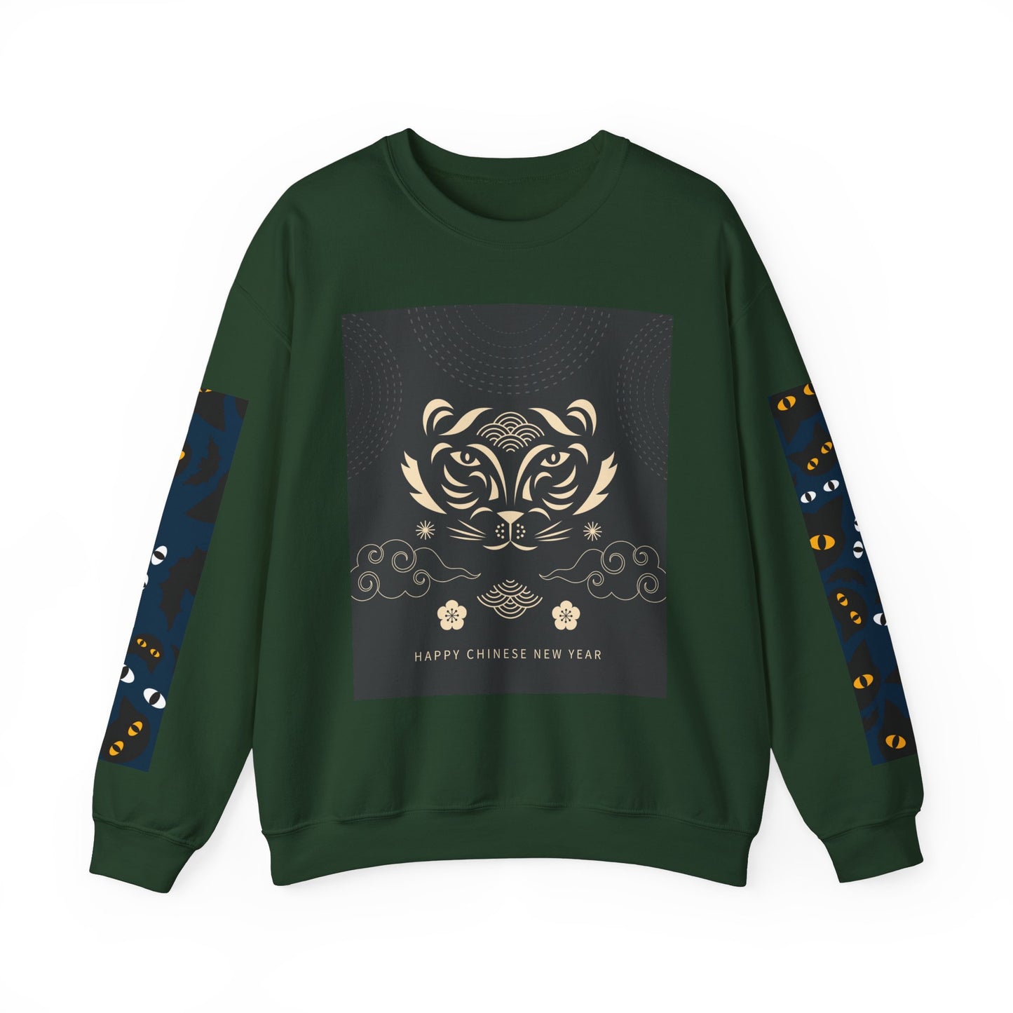Halloween-Themed Unisex Crewneck Sweatshirt with Spooky Eyes and Bird Design