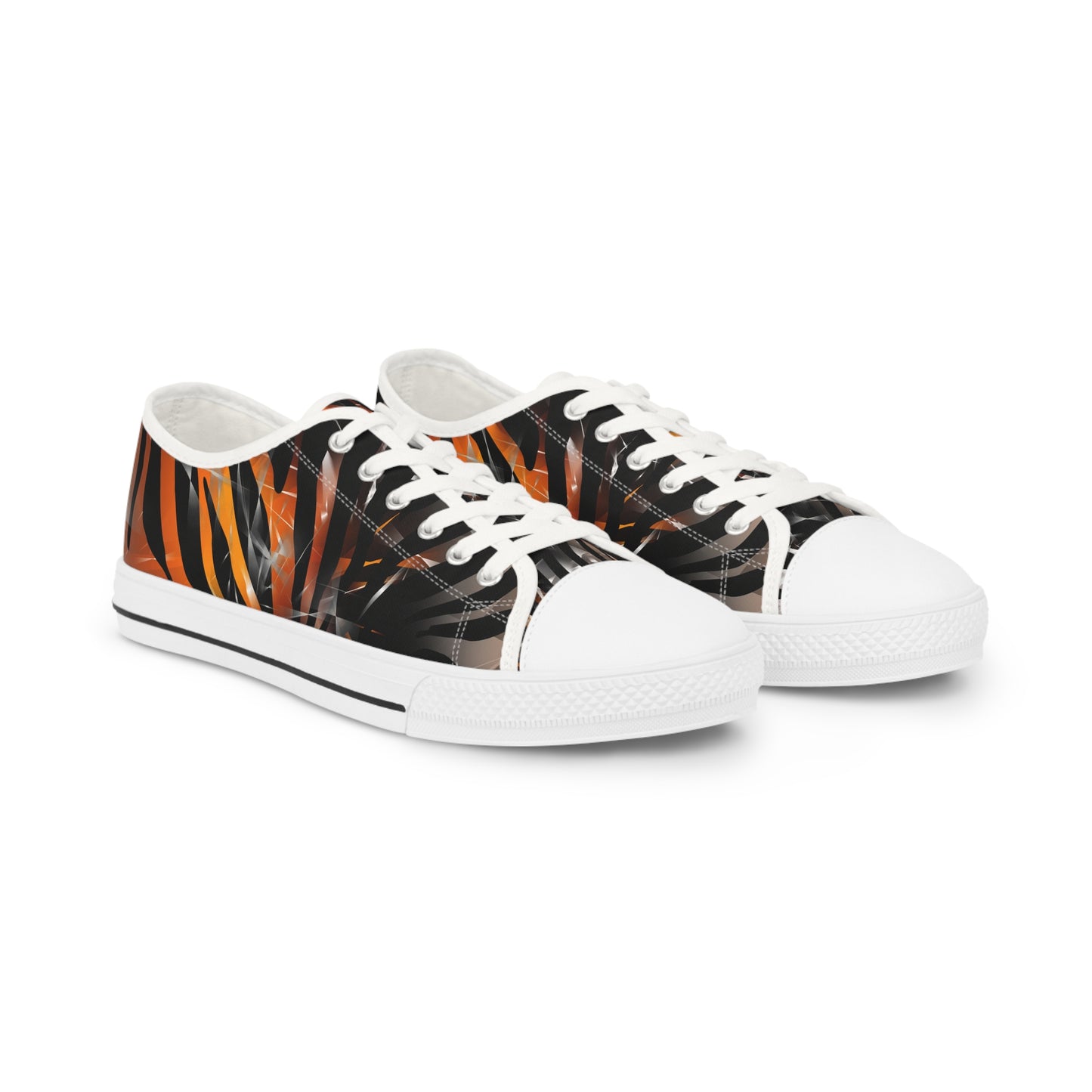 Stylish Men's Low Top Sneakers with Bold Orange and Black Design