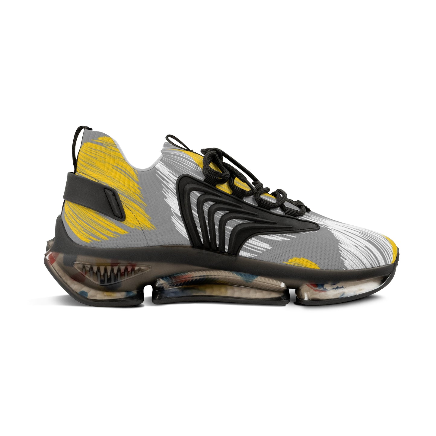 Stylish Men's Mesh Sneakers - Trendy Athletic Shoes with Gray & Yellow Design