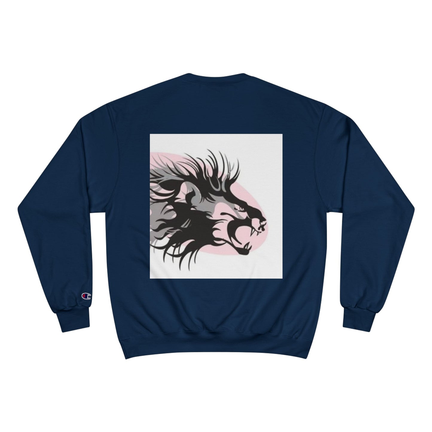 Fierce Lion Champion Sweatshirt - Bold Graphic, Unisex Casualwear