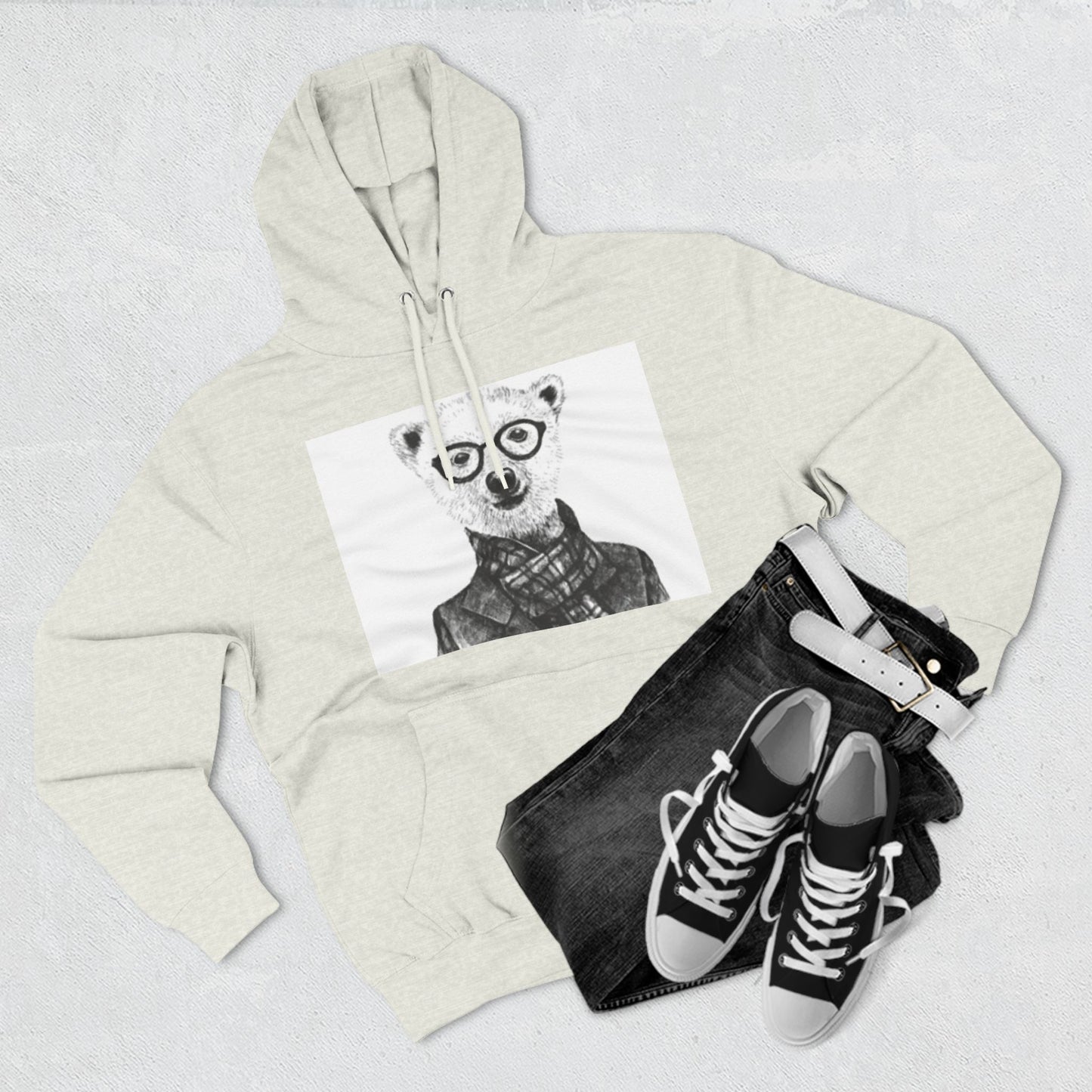 Cute Polar Bear Hoodie - Cozy Fleece with Glasses Design