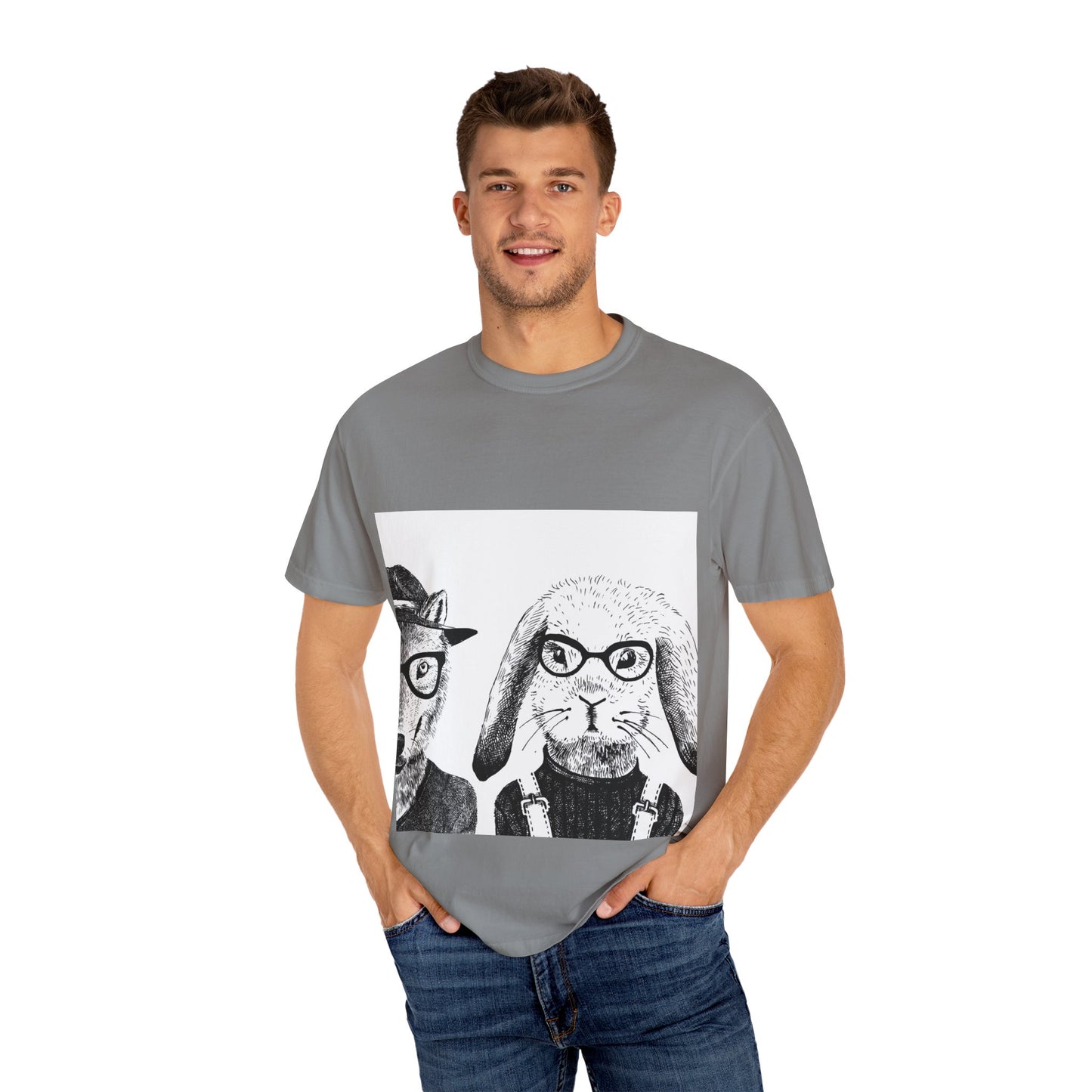 Whimsical Animals Graphic T-Shirt - Cool Fox & Panda Design
