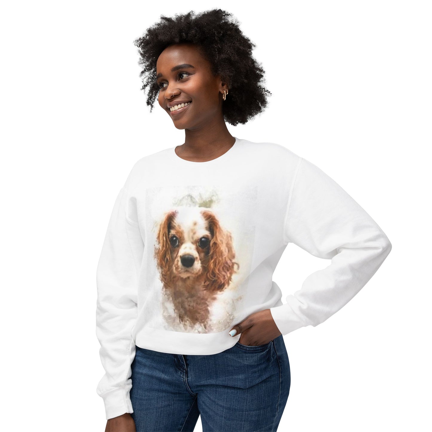 Cute Cavalier King Charles Spaniel Sweatshirt - Unisex Lightweight Crewneck
