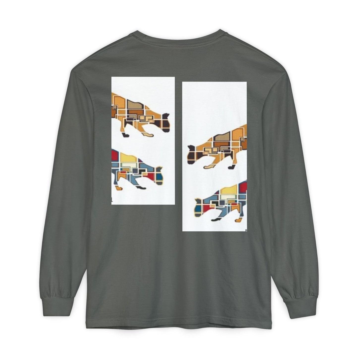 Artful Cat Silhouette Long Sleeve T-Shirt - Perfect for Animal Lovers