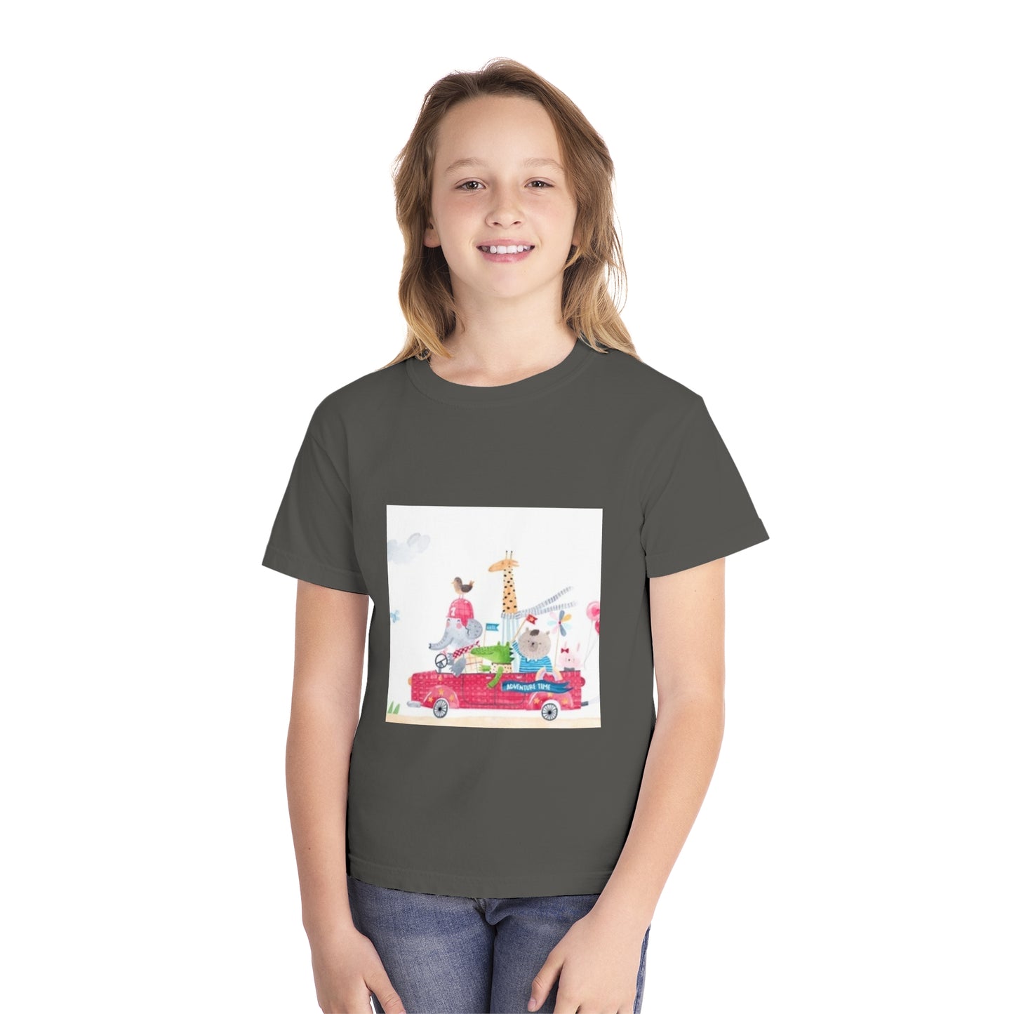 Fun Animal Adventure Youth Midweight Tee - Colorful Kids Tee for Playtime