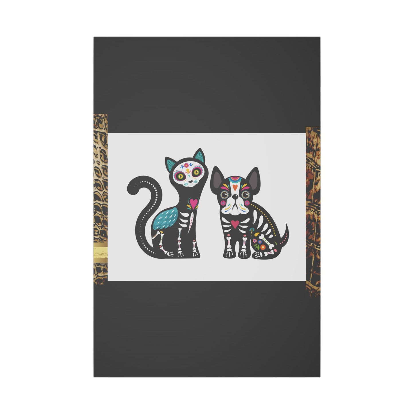 Day of the Dead Pet Canvas Art - Colorful Cat and Dog Wall Decor