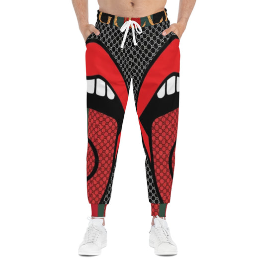 Stylish Athletic Joggers with Bold Lip Design