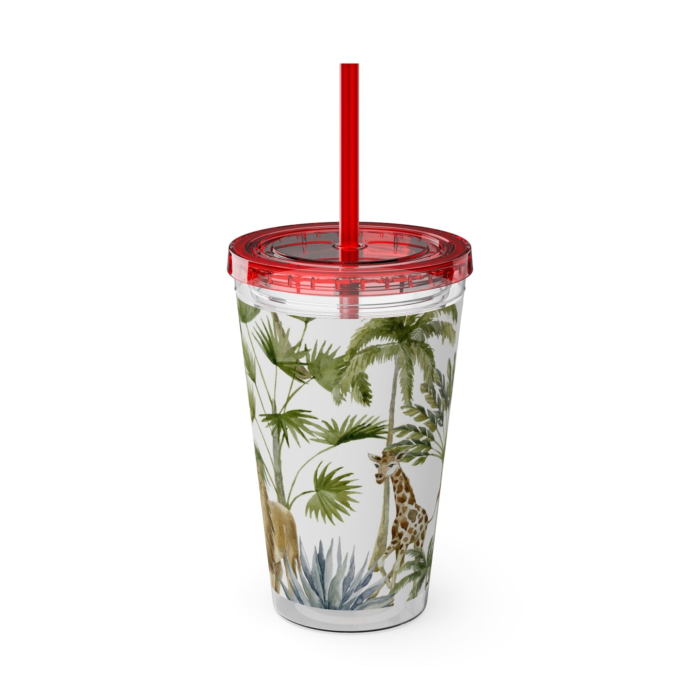 Sunsplash Jungle Tumbler with Straw - 16oz Tropical Wildlife Drinkware