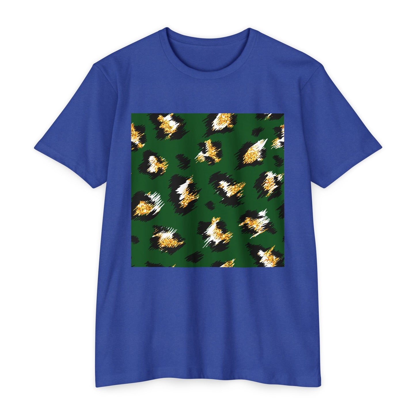 Unisex CVC Jersey T-Shirt - Vibrant Green Animal Print