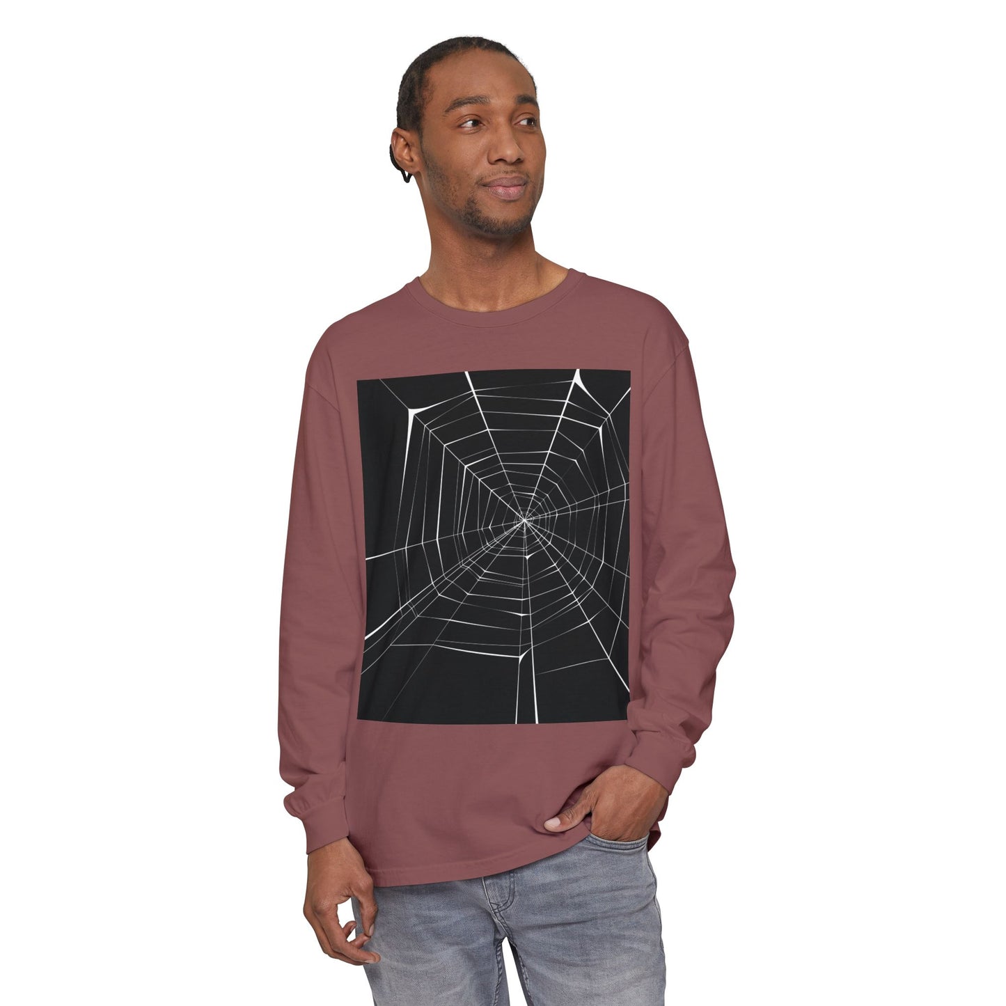 Spooky Spiderweb Long Sleeve T-Shirt - Unisex Halloween Apparel
