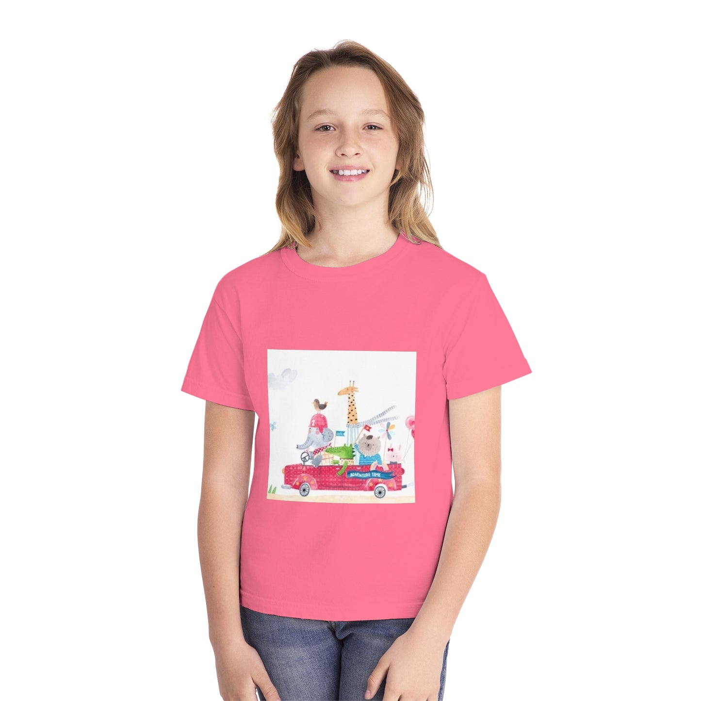 Fun Animal Adventure Youth Midweight Tee - Colorful Kids Tee for Playtime