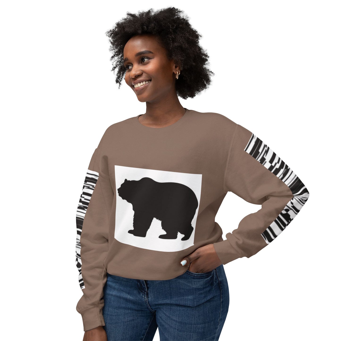 Stylish Bear Graphic Unisex Lightweight Crewneck Sweatshirt