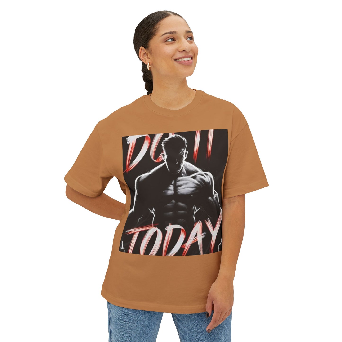 Motivational Oversized Boxy Tee - 'Do It Today' Graphic Tee for Fitness Enthusiasts