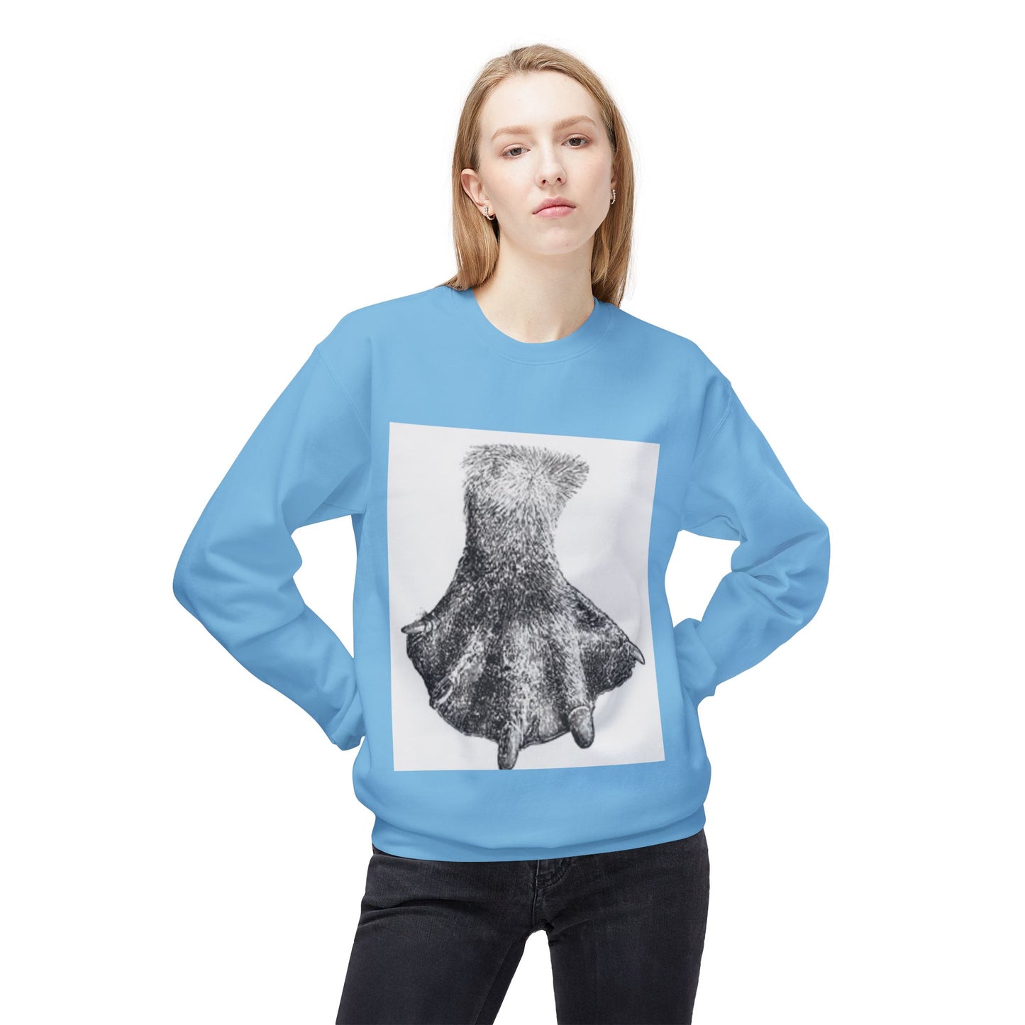 Artistic Fleece Crewneck Sweatshirt with Unique Dress Design