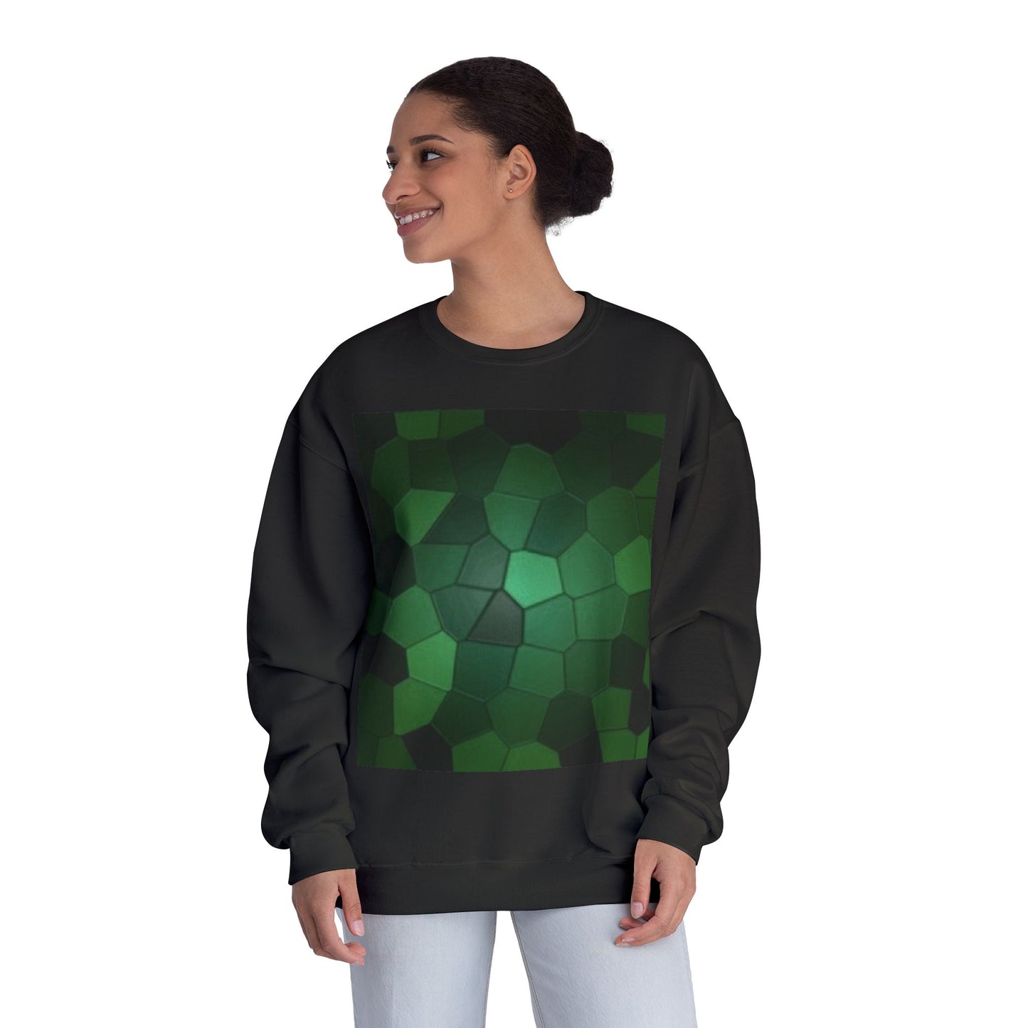 Eco-Friendly Green Hexagon Crewneck Sweatshirt | Unisex Design