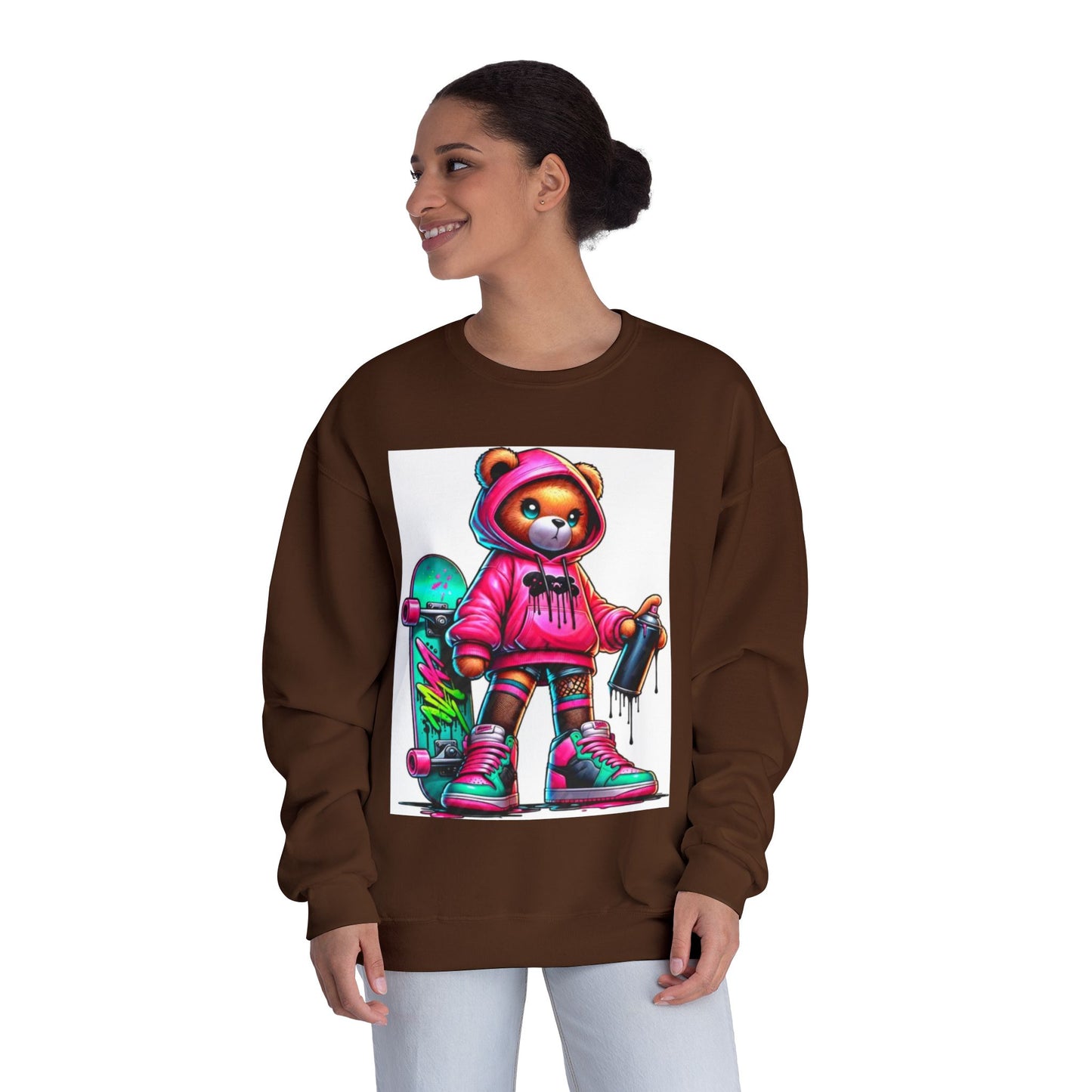 Skater Bear Crewneck Sweatshirt - Fun Streetwear Style