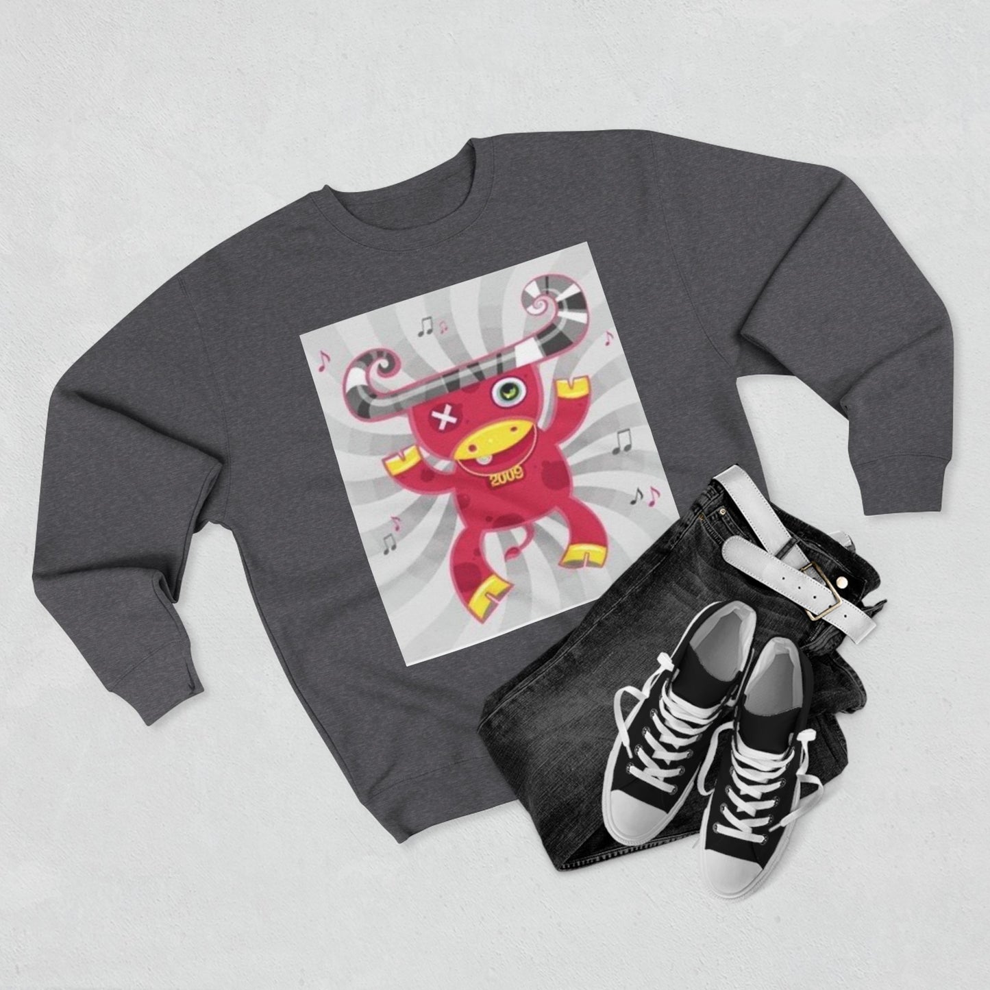 Fun Graphic Unisex Crewneck Sweatshirt - Playful Music Theme
