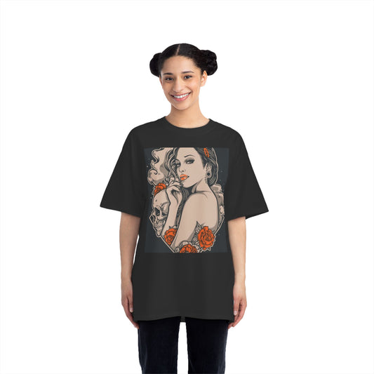 Edgy Vintage Floral Skull T-Shirt - Unisex Short Sleeve