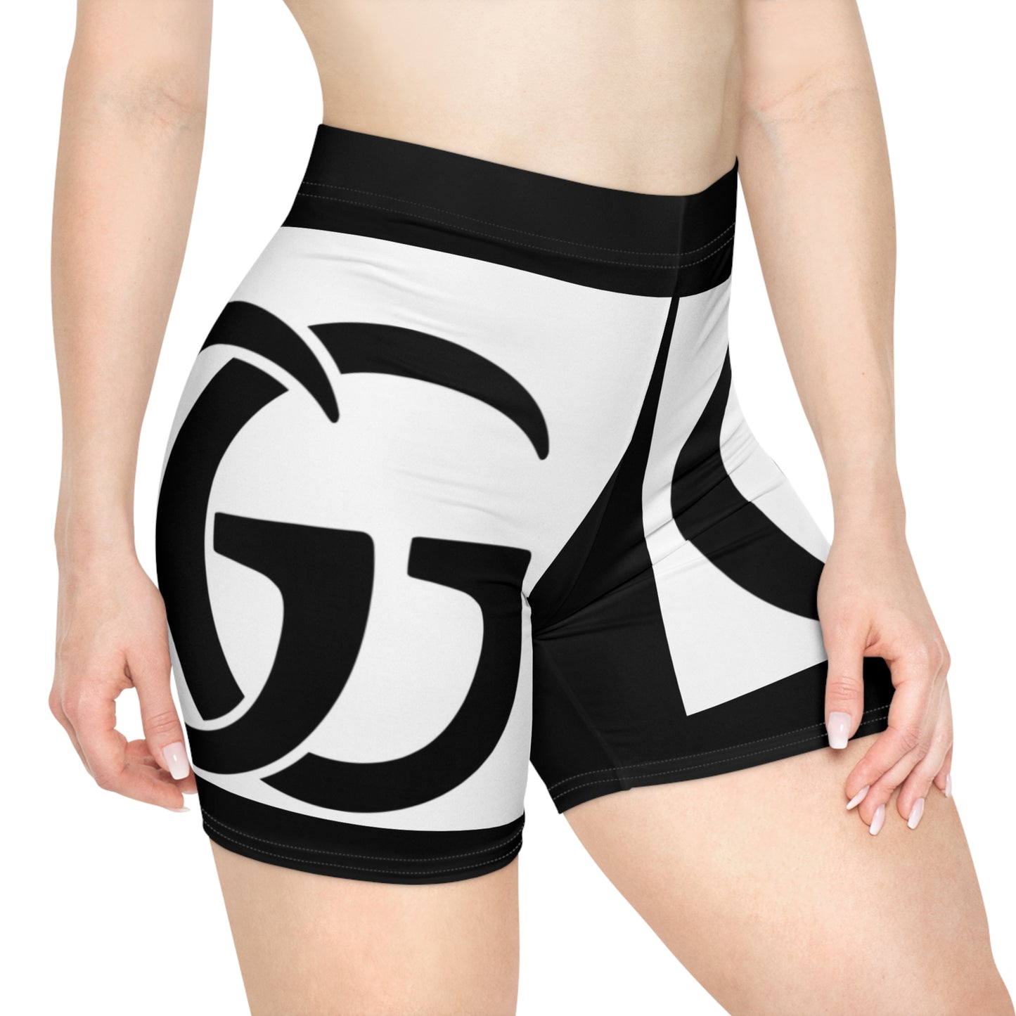 Trendy Women's Biker Shorts with Bold Graphic Design