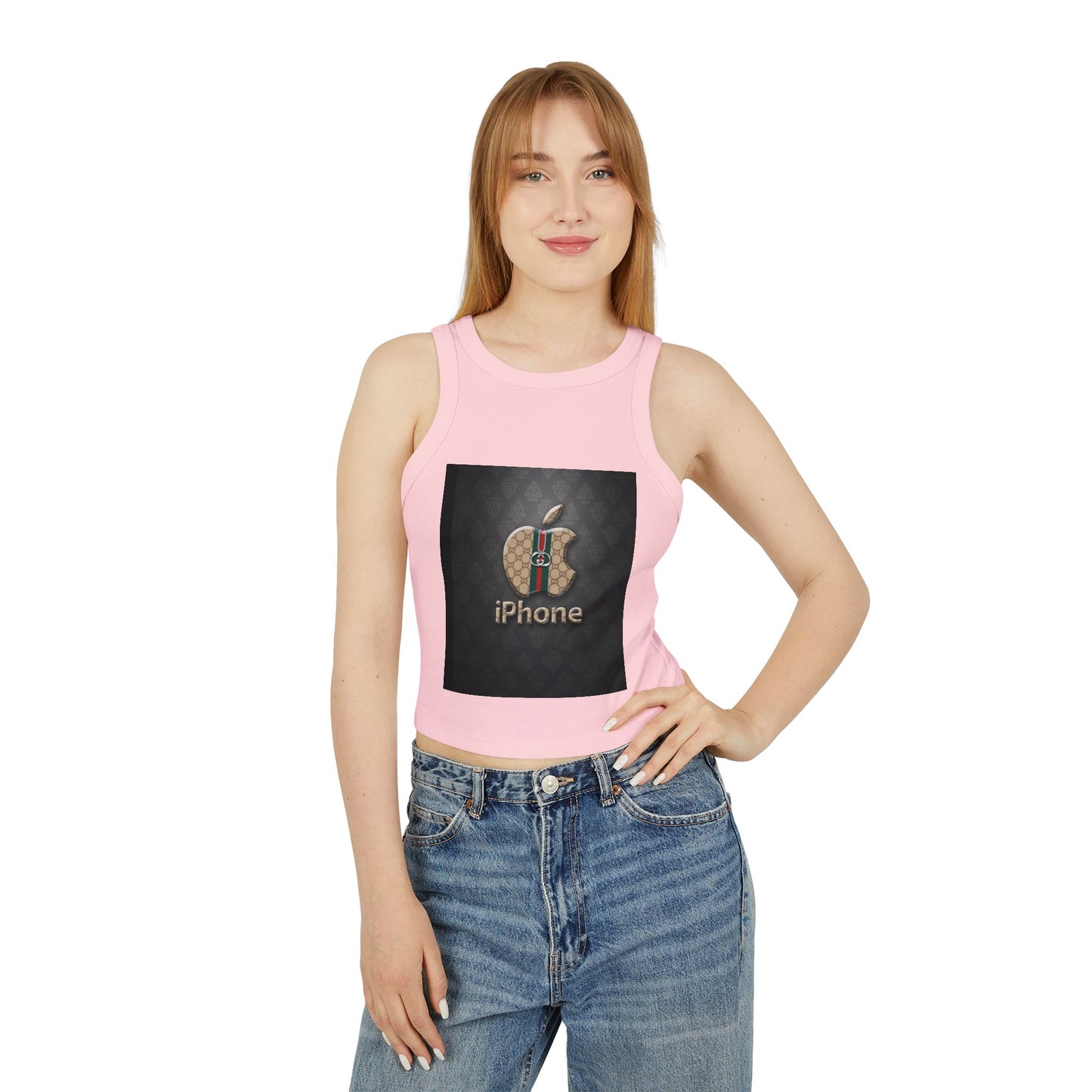 Stylish Women's Micro Rib Racer Tank Top with Logo Design