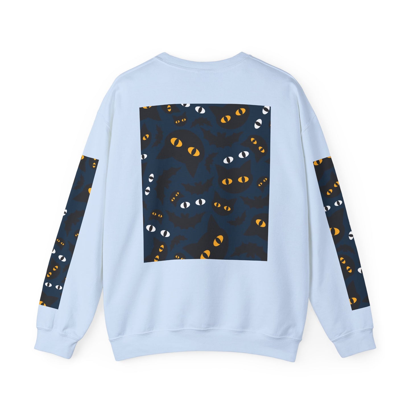 Halloween-Themed Unisex Crewneck Sweatshirt with Spooky Eyes and Bird Design