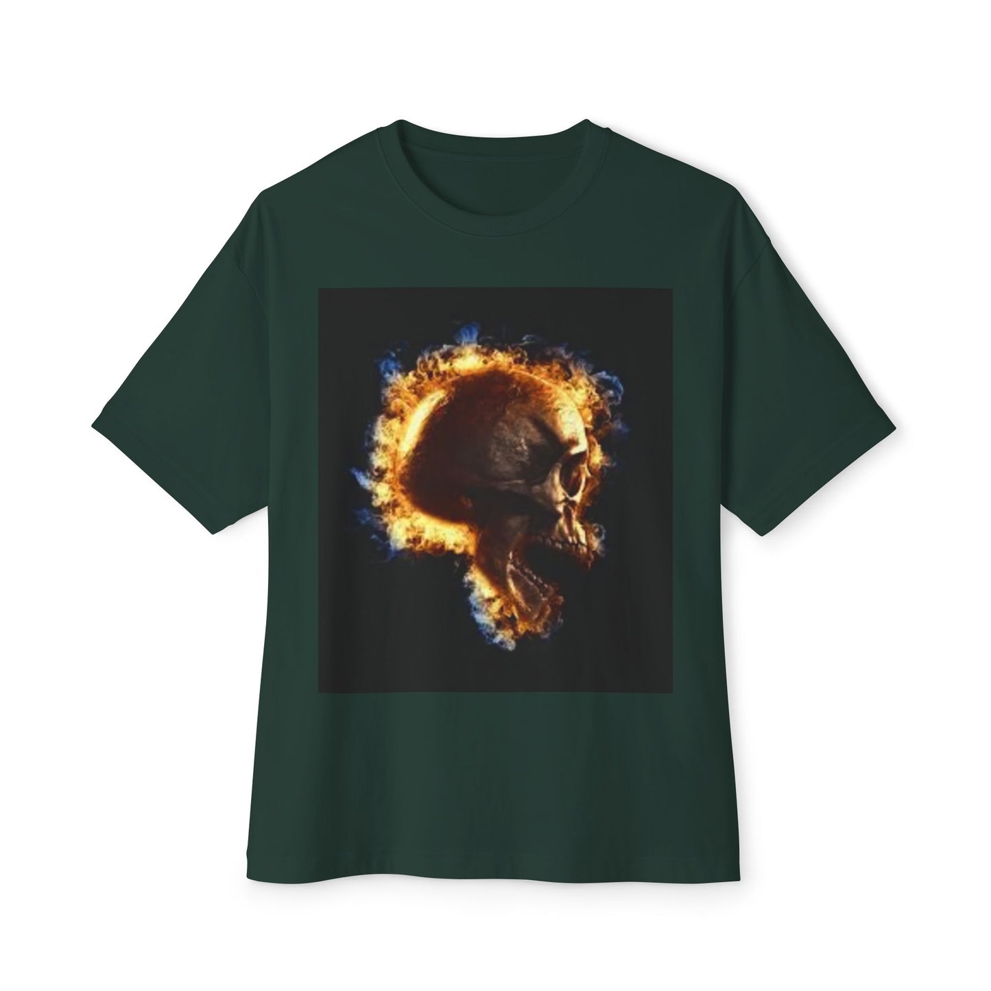 Burning Skull Oversized Boxy Tee - Unisex Graphic Tee for Bold Fashion Enthusiasts