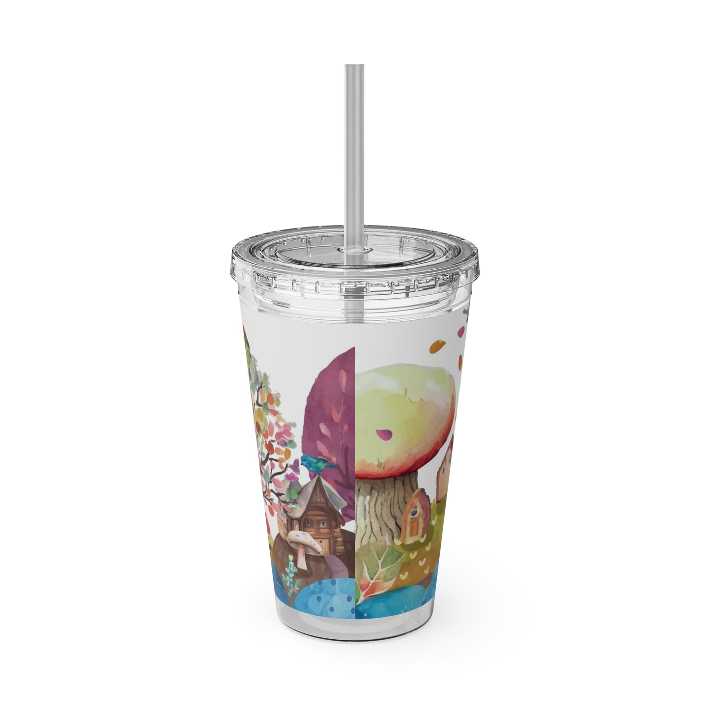 Sunsplash Tumbler with Straw - 16oz Colorful Nature Design for Outdoor Adventures
