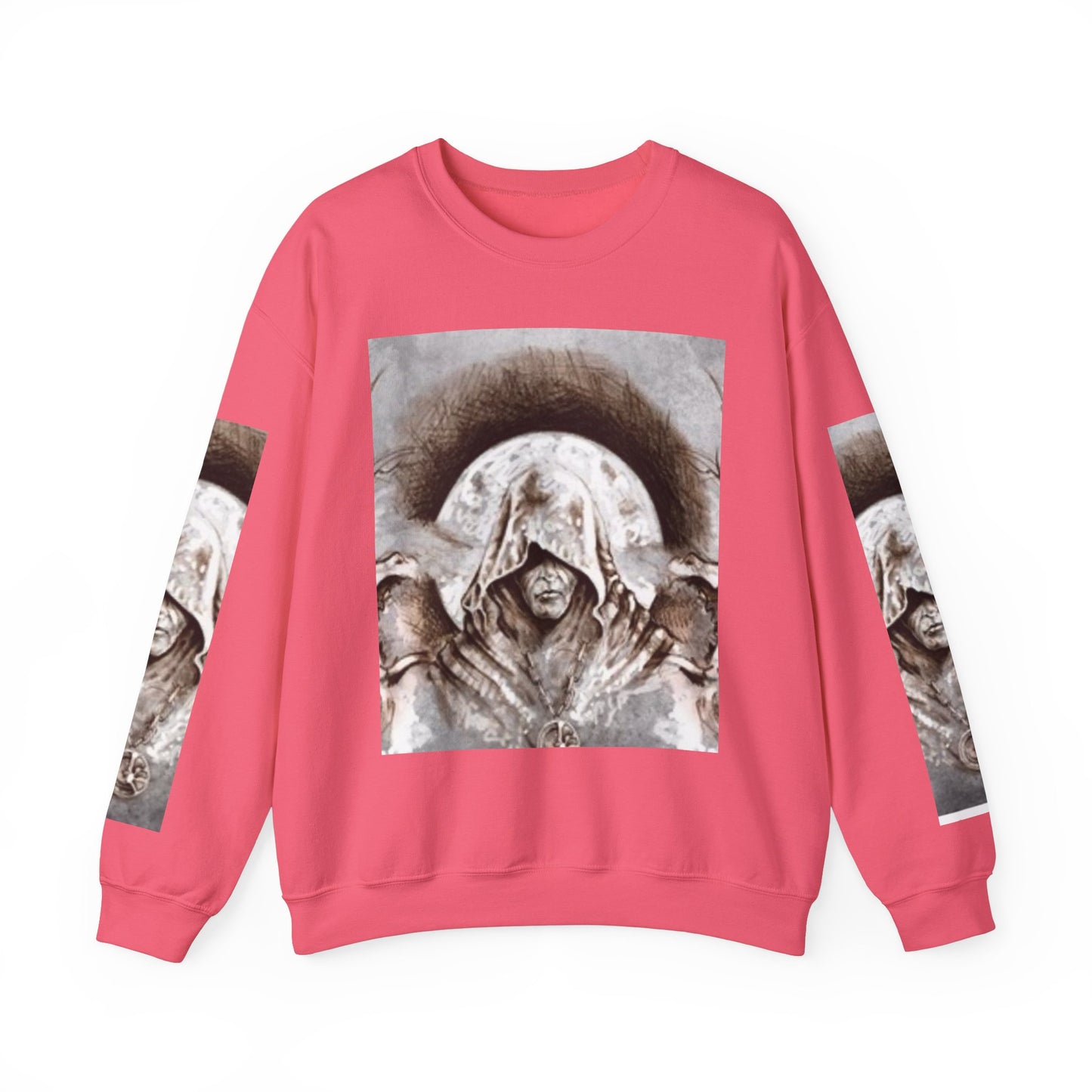 Mystical Hooded Figure Unisex Crewneck Sweatshirt - Fantasy Apparel for Dreamers