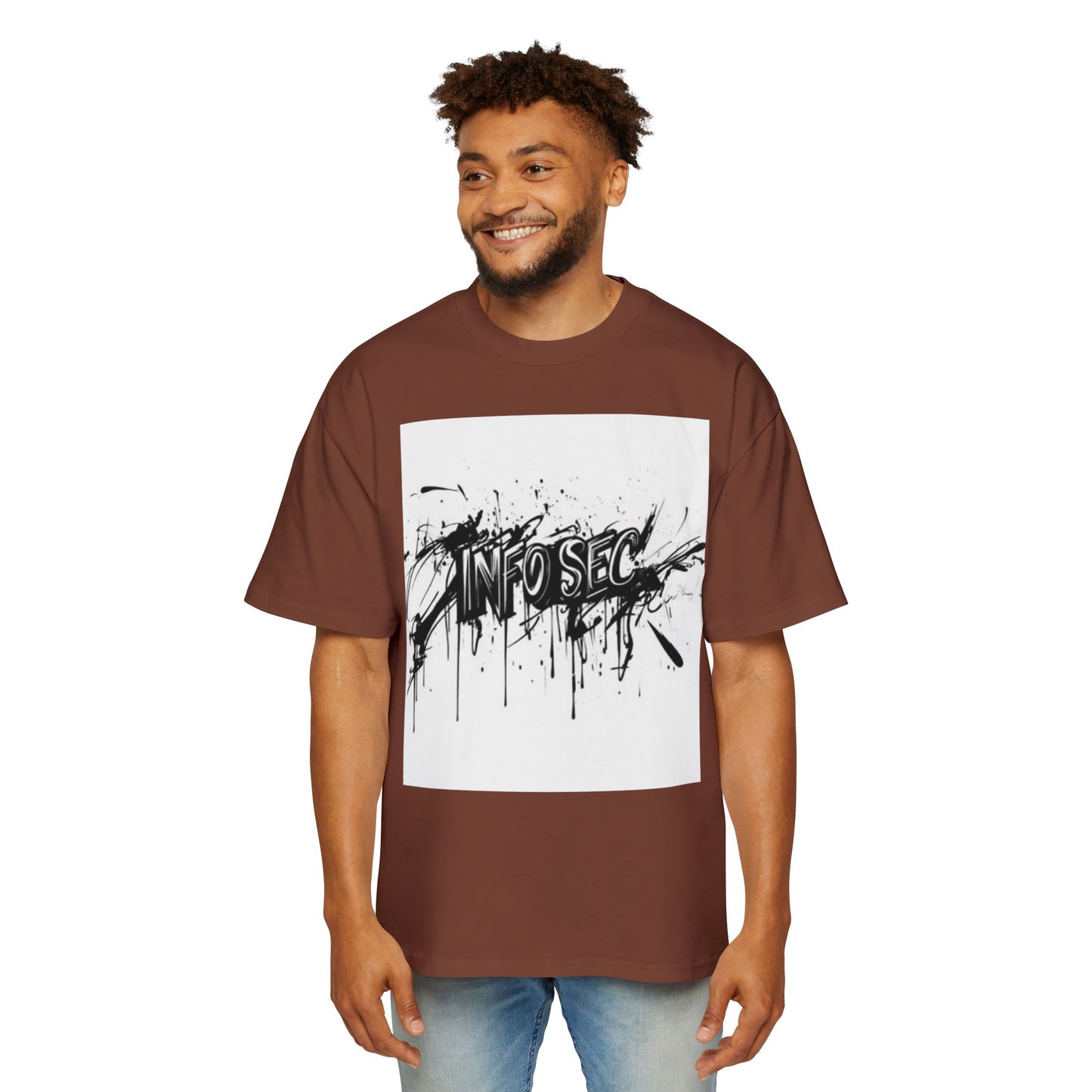 Men's Oversized Info Sec Tee - Urban Streetwear Graphic T-Shirt
