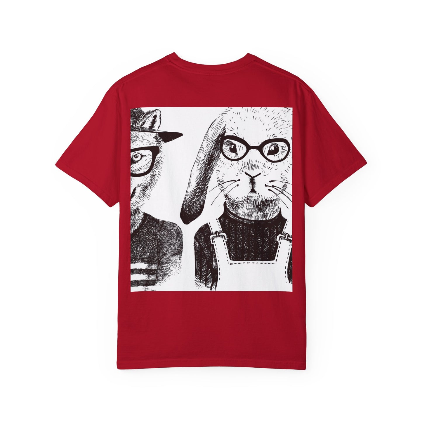 Whimsical Animal Friends T-Shirt - Stylish Panda & Wolf Design