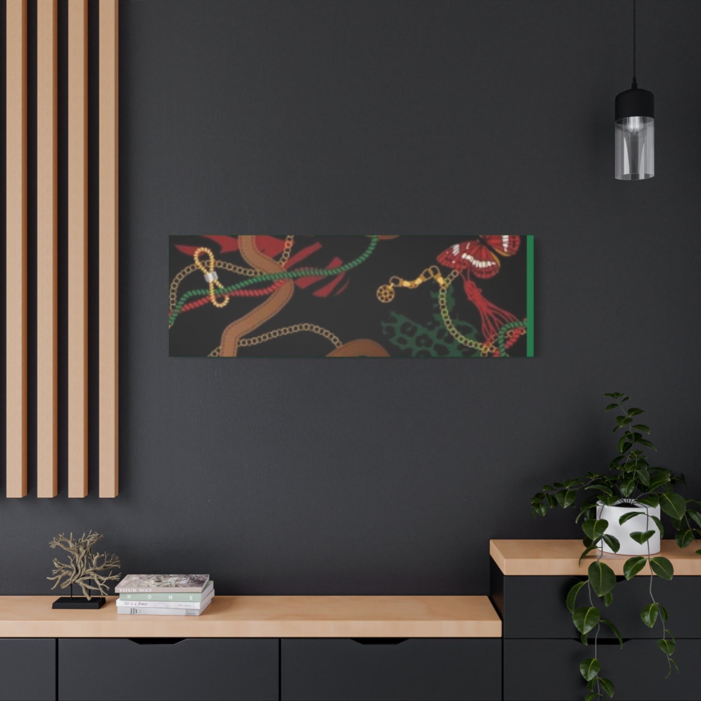 Elegant Matte Canvas Wall Art - Unique Mixed Pattern with Butterflies & Chains
