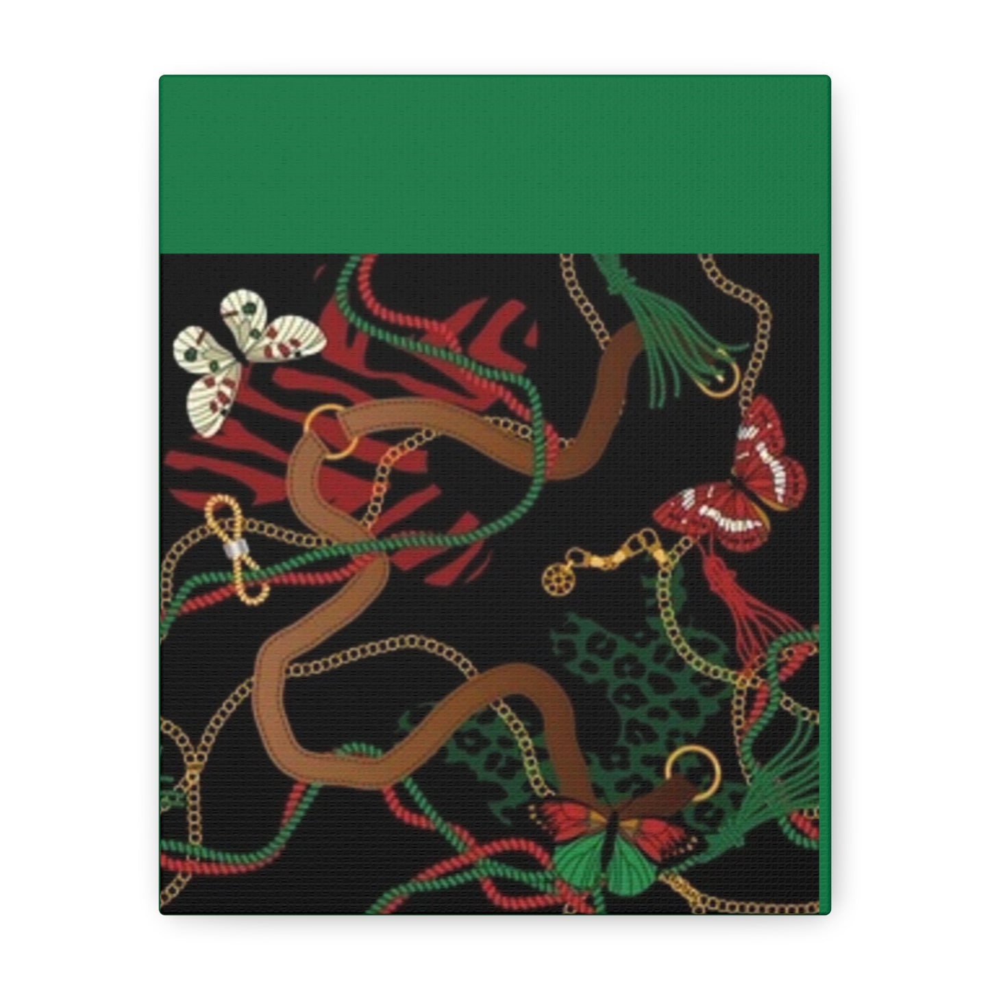 Elegant Matte Canvas Wall Art - Unique Mixed Pattern with Butterflies & Chains