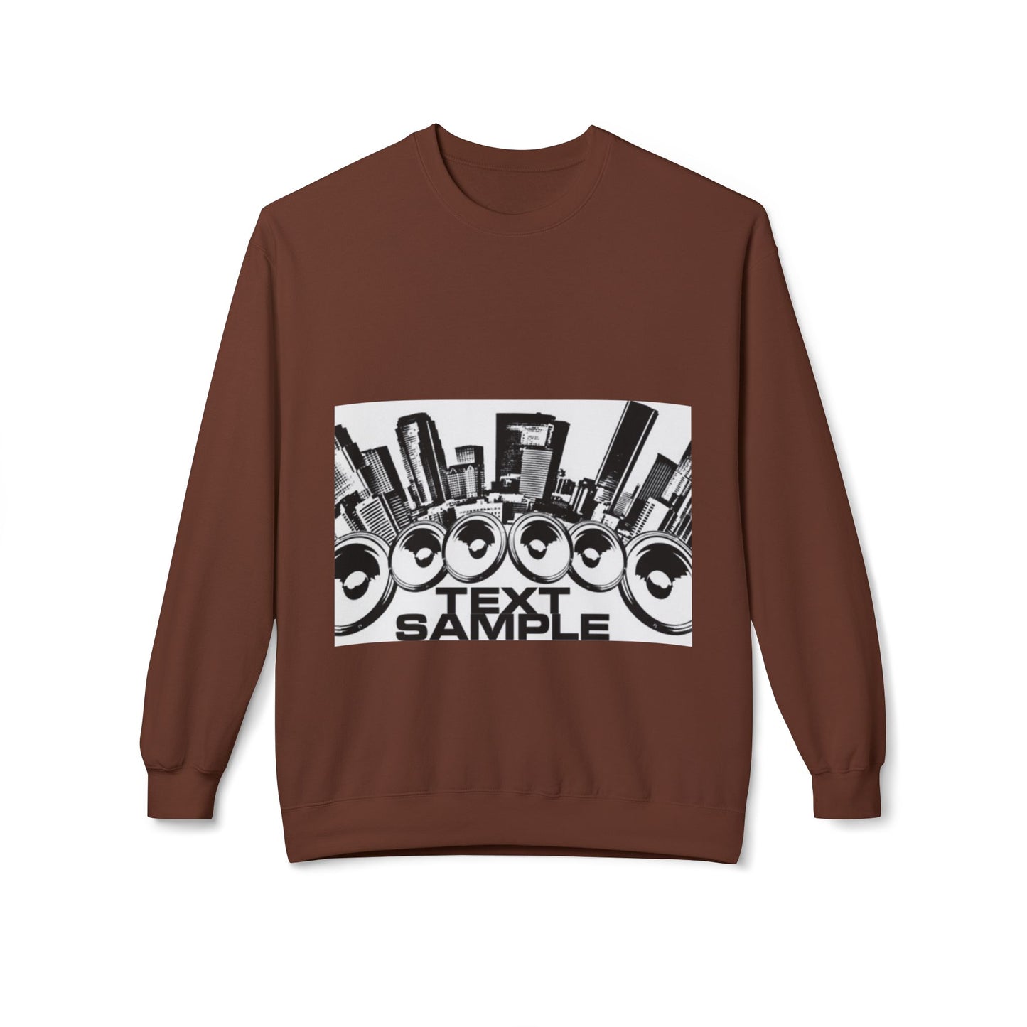Urban Vibe Sound Wave Crewneck Sweatshirt - Unisex Fleece with Cityscape Design