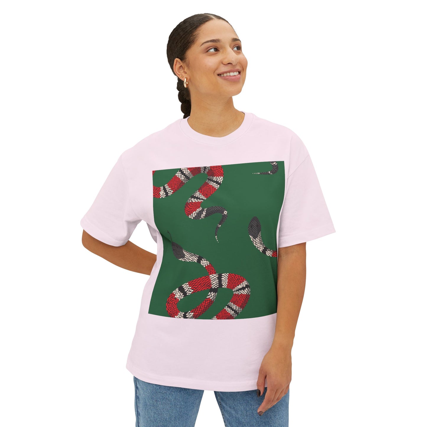 Wildlife Graphic Oversized T-Shirt - Snake & Owl Design