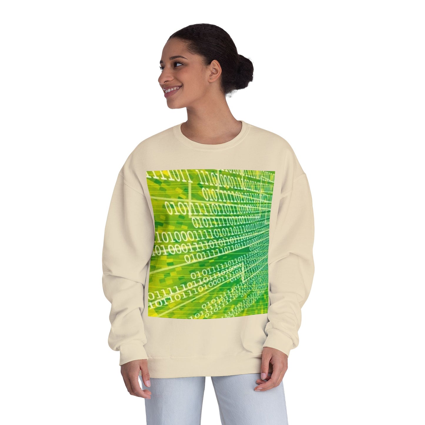 Binary Code Inspired Unisex Crewneck Sweatshirt - Tech Vibe for Cyber Enthusiasts