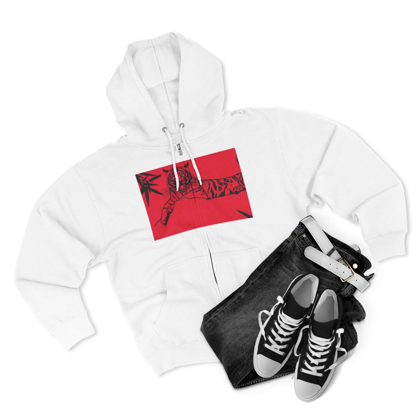 Cool Tiger Graphic Unisex Zip Hoodie - Trendy Streetwear for Animal Lovers