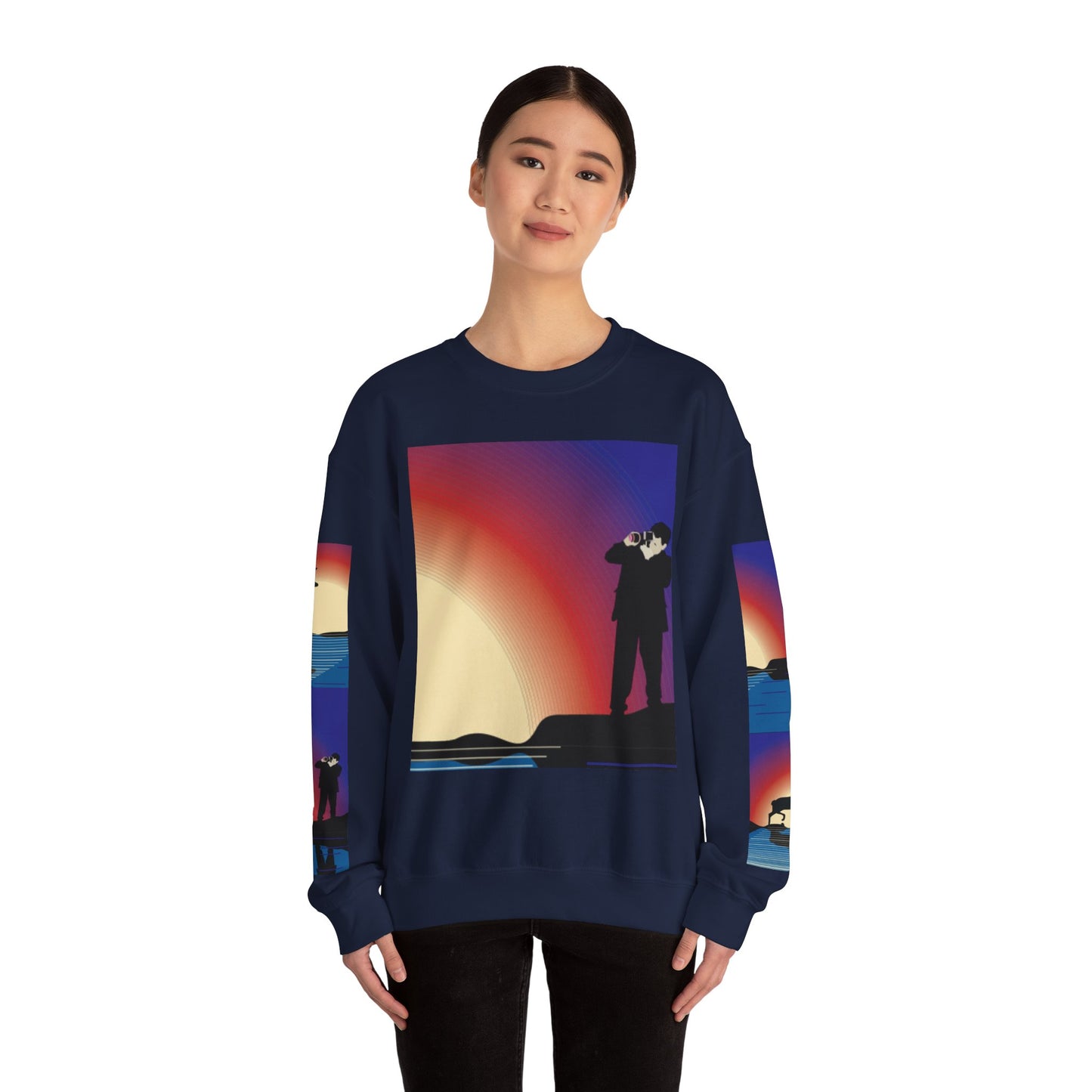 Vibrant Deer Sunset Unisex Crewneck Sweatshirt