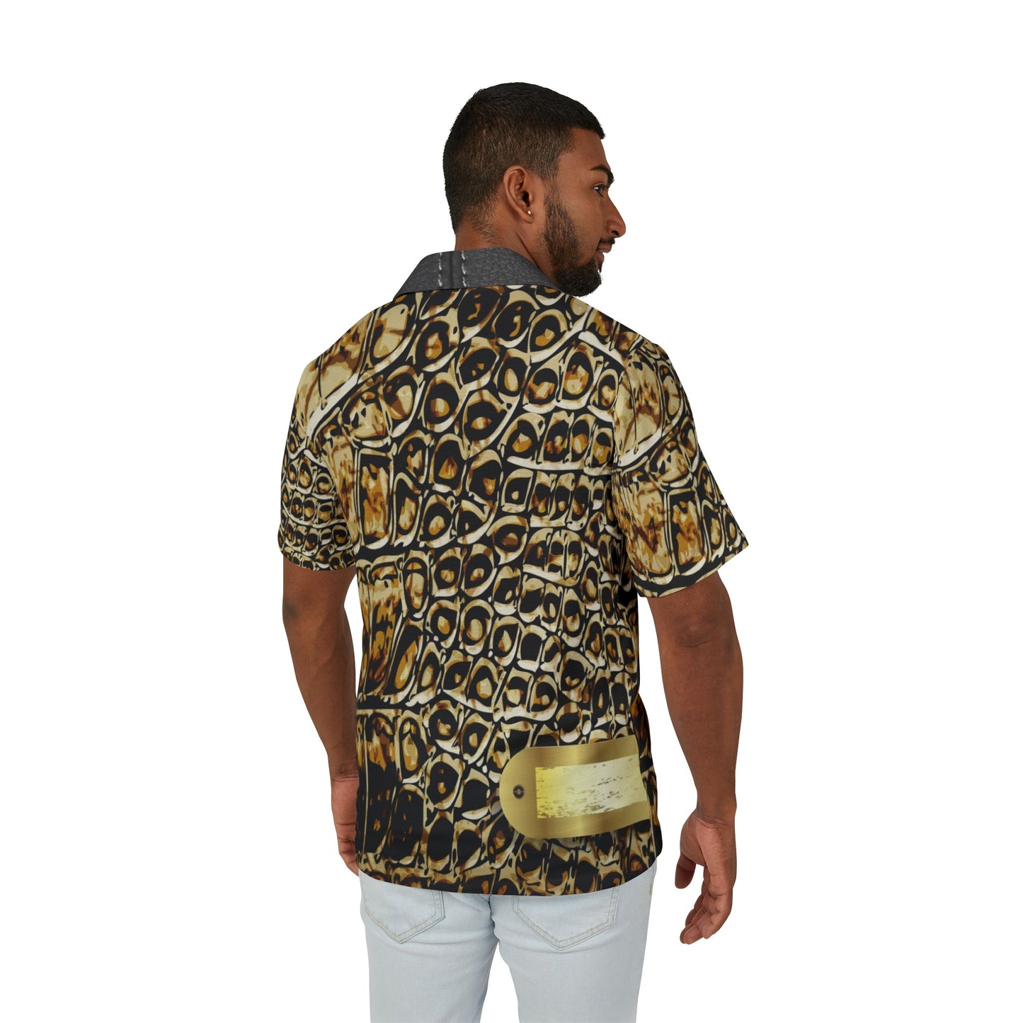 Men's Hawaiian Camp Shirt - Bold Crocodile Print, Casual Summer Wear