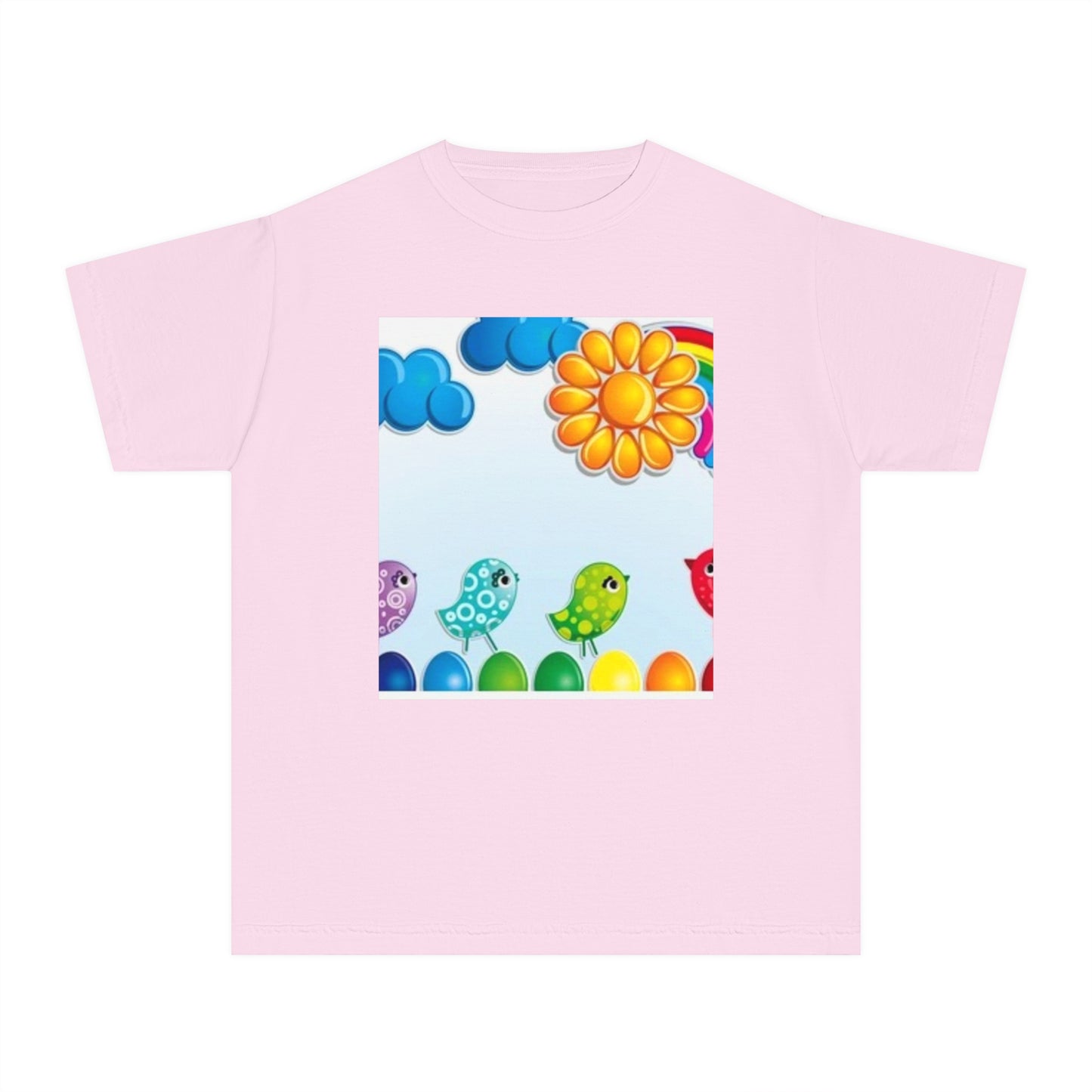 Colorful Spring Birds Youth Midweight Tee | Fun and Playful Shirt for Kids