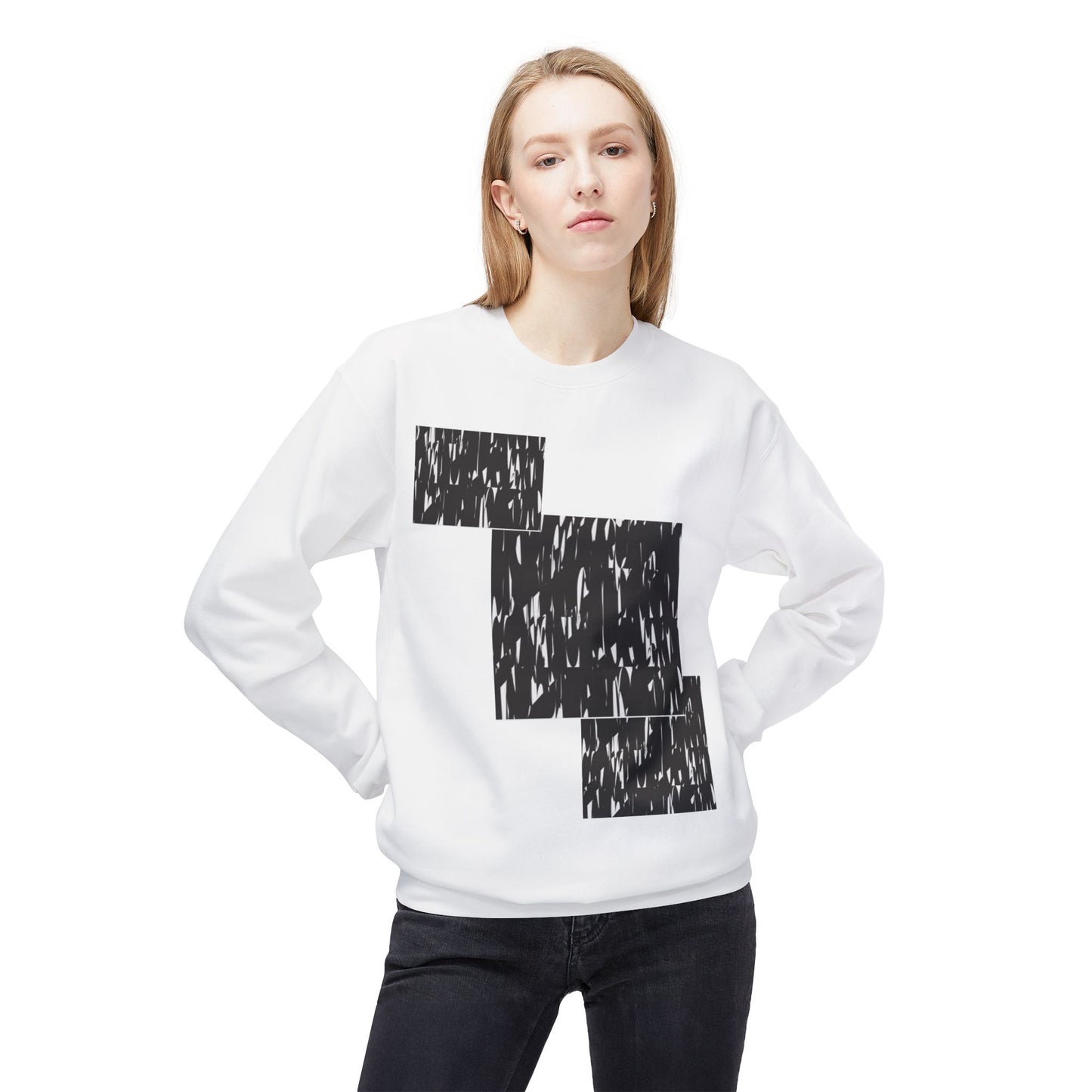 Modern Abstract Fleece Crewneck Sweatshirt - Cozy Unisex Apparel