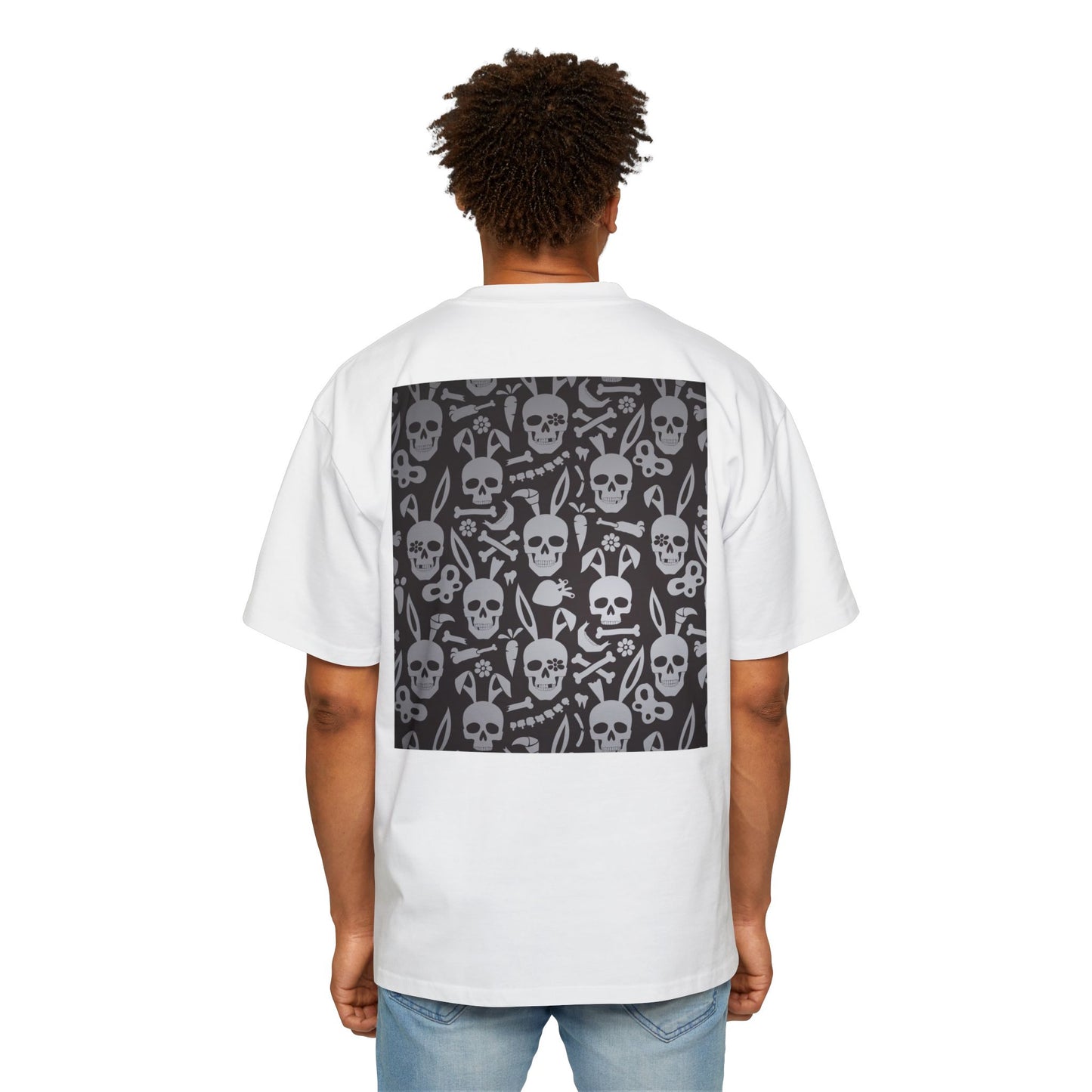 Men's Heavy Oversized Tee - Bold Eagle and Skull Print