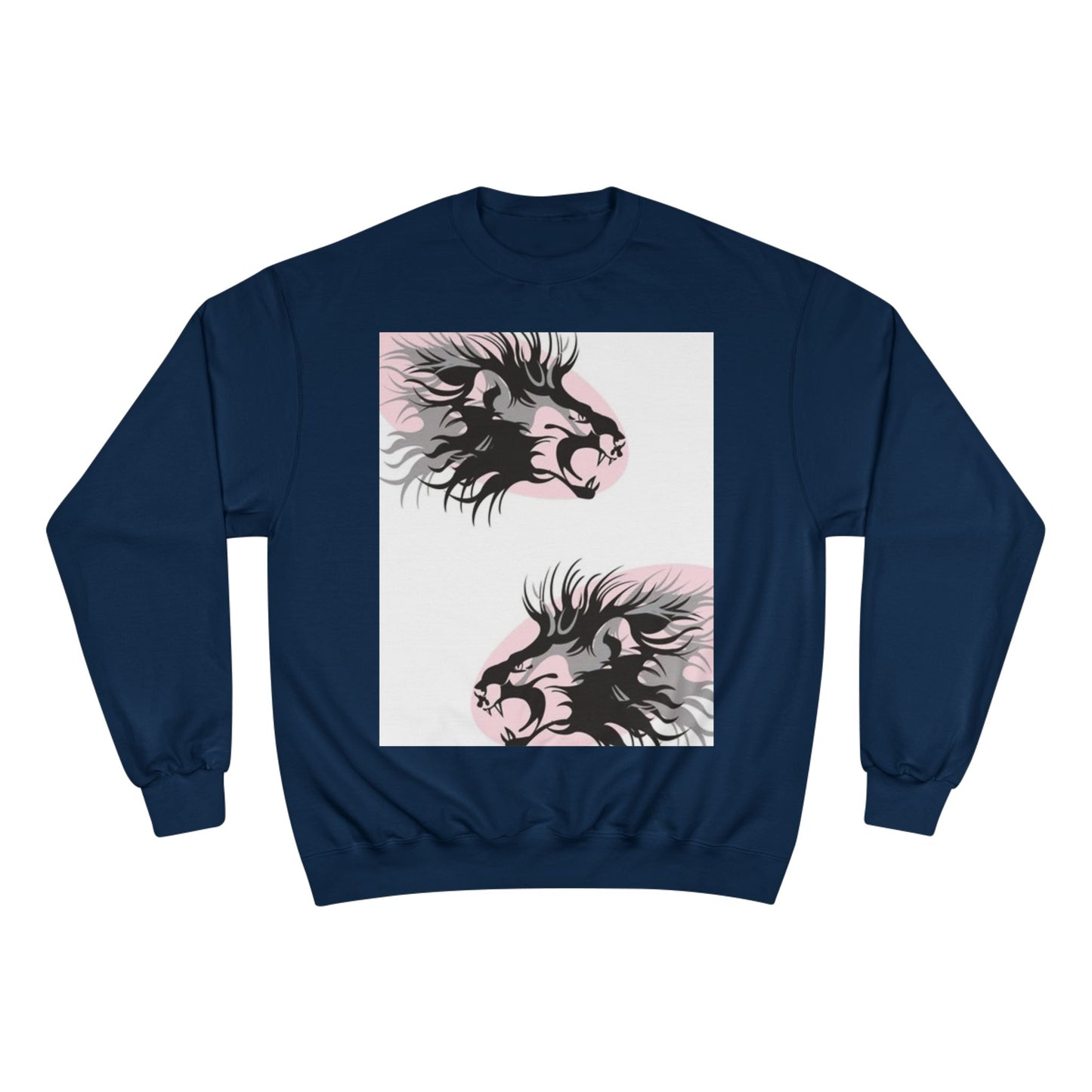 Fierce Lion Champion Sweatshirt - Bold Graphic, Unisex Casualwear